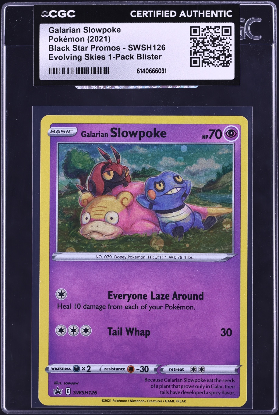 2021 Pokemon Sword & Shield Promo Evolving Skies Holo Galarian Slowpoke #SWSH126 CGC AUTH