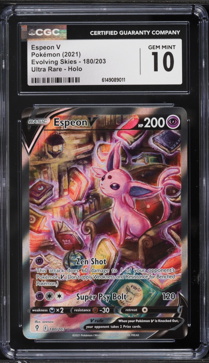 2021 Pokemon Sword & Shield Evolving Skies Alt Art Espeon V #180 CGC 10 GEM MINT