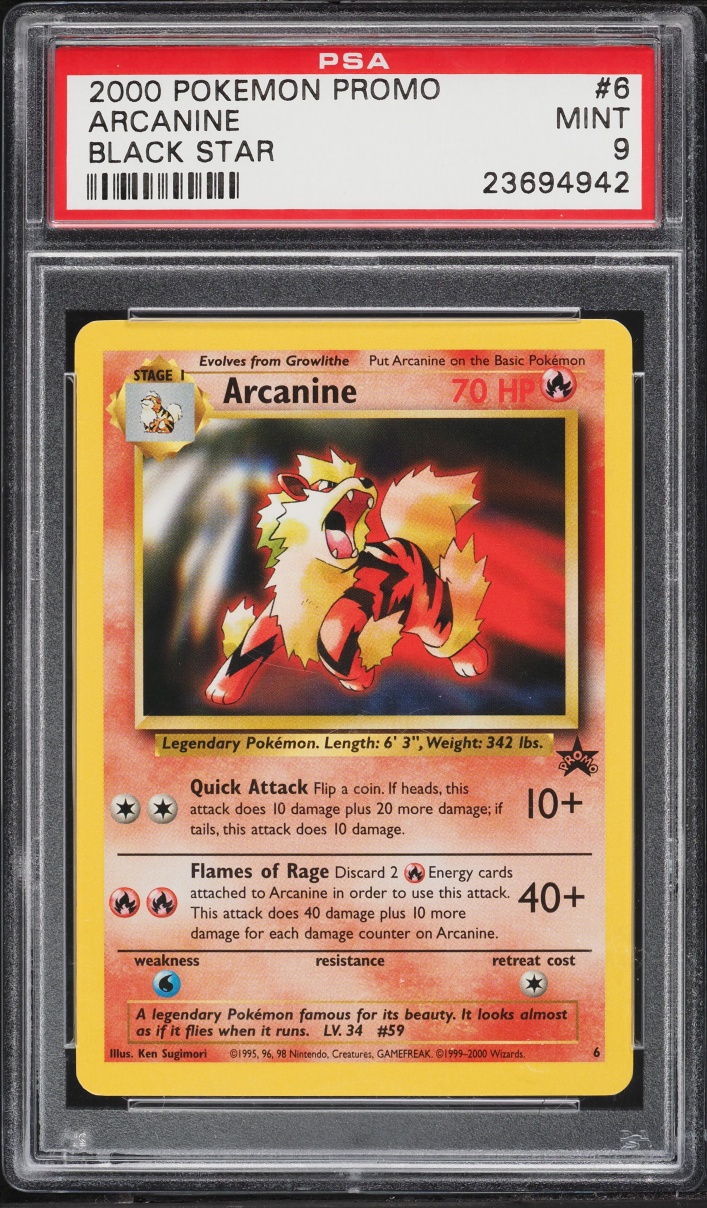2000 Pokemon League Black Star Promo Arcanine #6 PSA 9 MINT