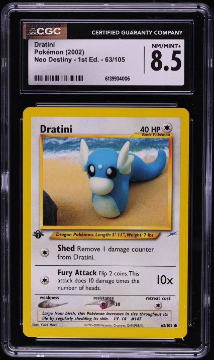 2002 Pokemon Neo Destiny 1st Edition Dratini #63 CGC 8.5 NM-MT+