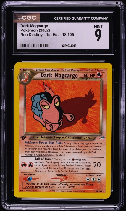 2002 Pokemon Neo Destiny 1st Edition Dark Magcargo #18 CGC 9 MINT