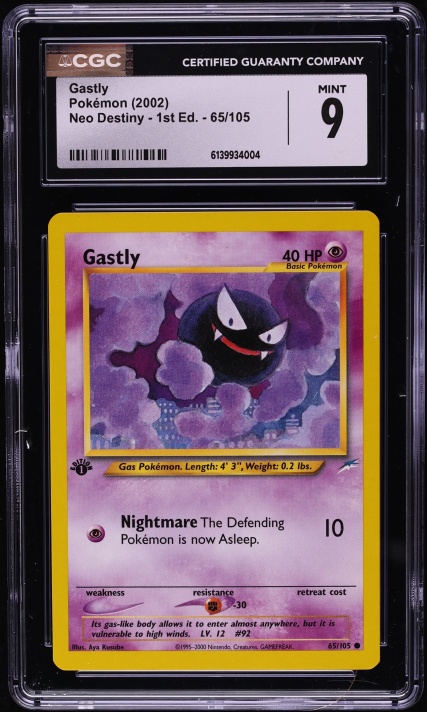 2002 Pokemon Neo Destiny 1st Edition Gastly #65 CGC 9 MINT