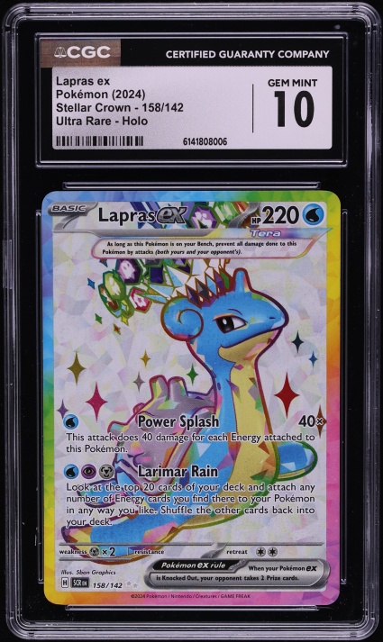 2024 Pokemon Scarlet & Violet Stellar Crown Full Art Lapras ex #158 CGC 10 GEM MINT