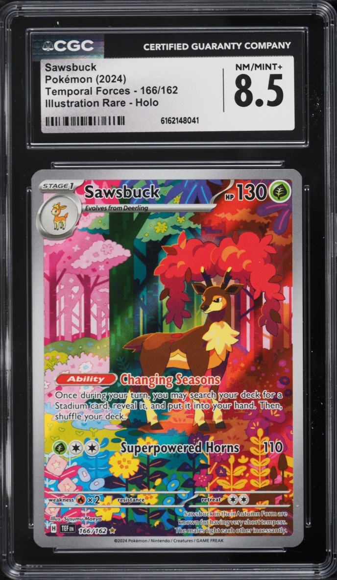 2024 Pokemon Scarlet & Violet Temporal Forces IR Sawsbuck #166 CGC 8.5 NM-MT+