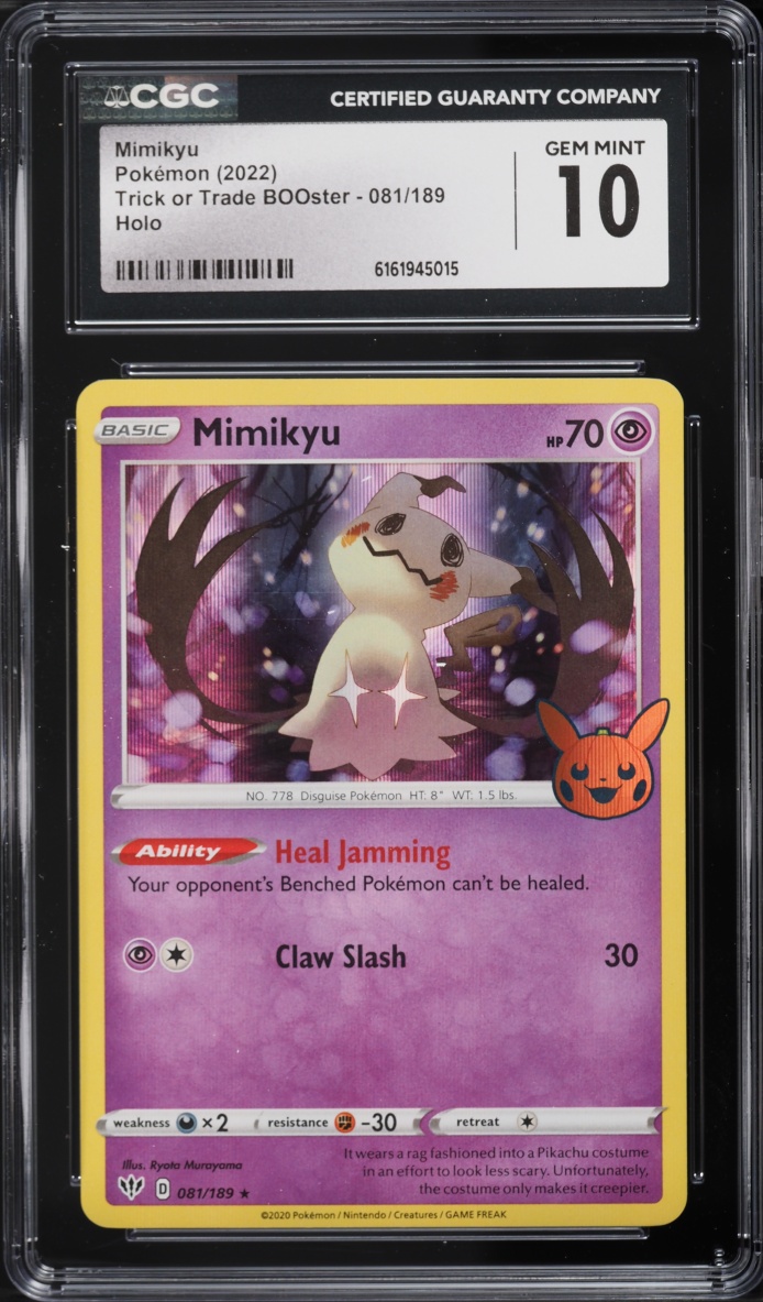 2022 Pokemon Sword & Shield Trick Or Trade BOOster Holo Mimikyu #81 CGC 10 GEM MINT