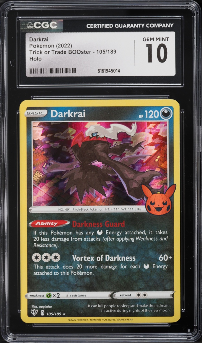 2022 Pokemon Sword & Shield Trick Or Trade BOOster Holo Darkrai #105 CGC 10 GEM MINT