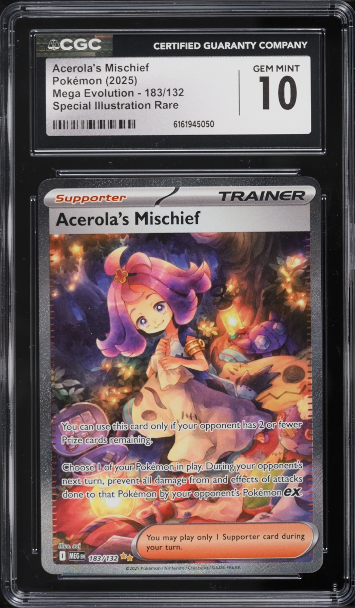 2025 Pokemon Mega Evolution SIR Acerola's Mischief #183 CGC 10 GEM MINT