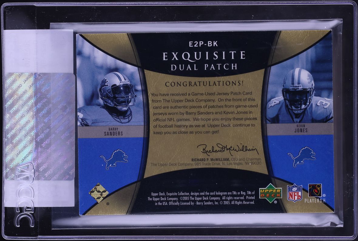 2005 Exquisite Collection Dual Barry Sanders & Kevin Jones PATCH /25 #E2P-BK CGC AUTH - Photo 2