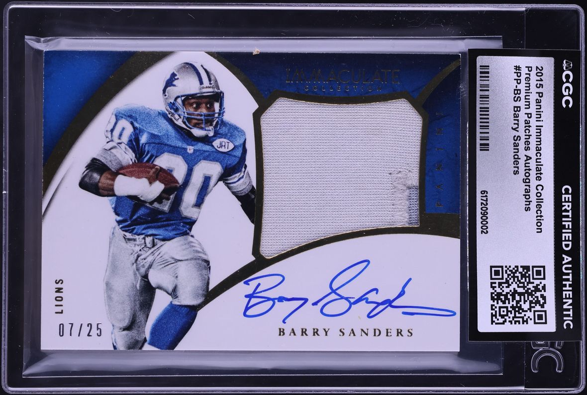 2015 Immaculate Collection Premium Barry Sanders PATCH AUTO /25 #PP-BS CGC AUTH - Photo 1
