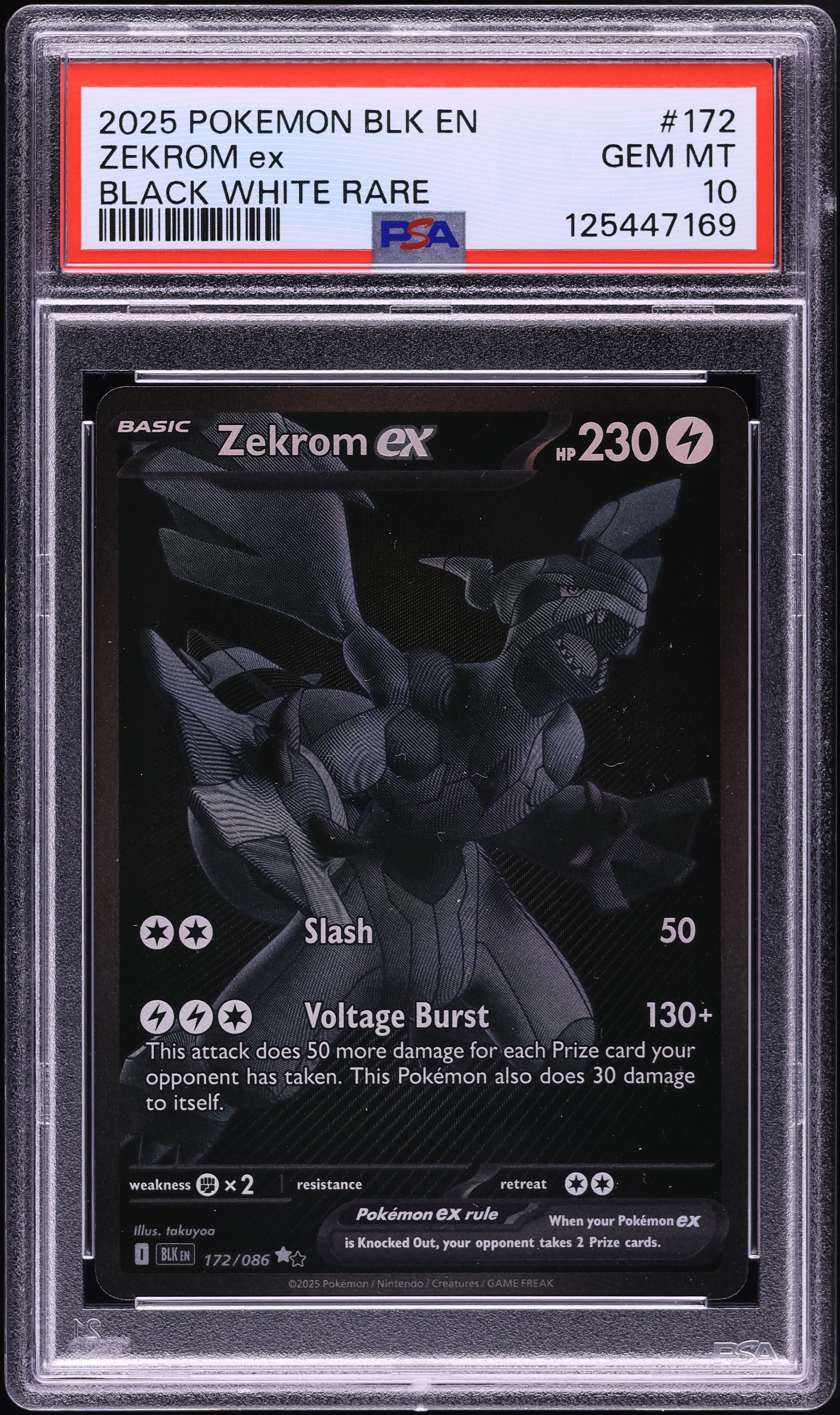 2025 Pokemon Scarlet & Violet Black Bolt BWR Zekrom Ex #172 PSA 10