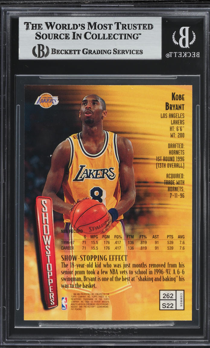 1997 Finest Basketball w/ Coating Kobe Bryant #262 BGS 8.5 NM-MT+