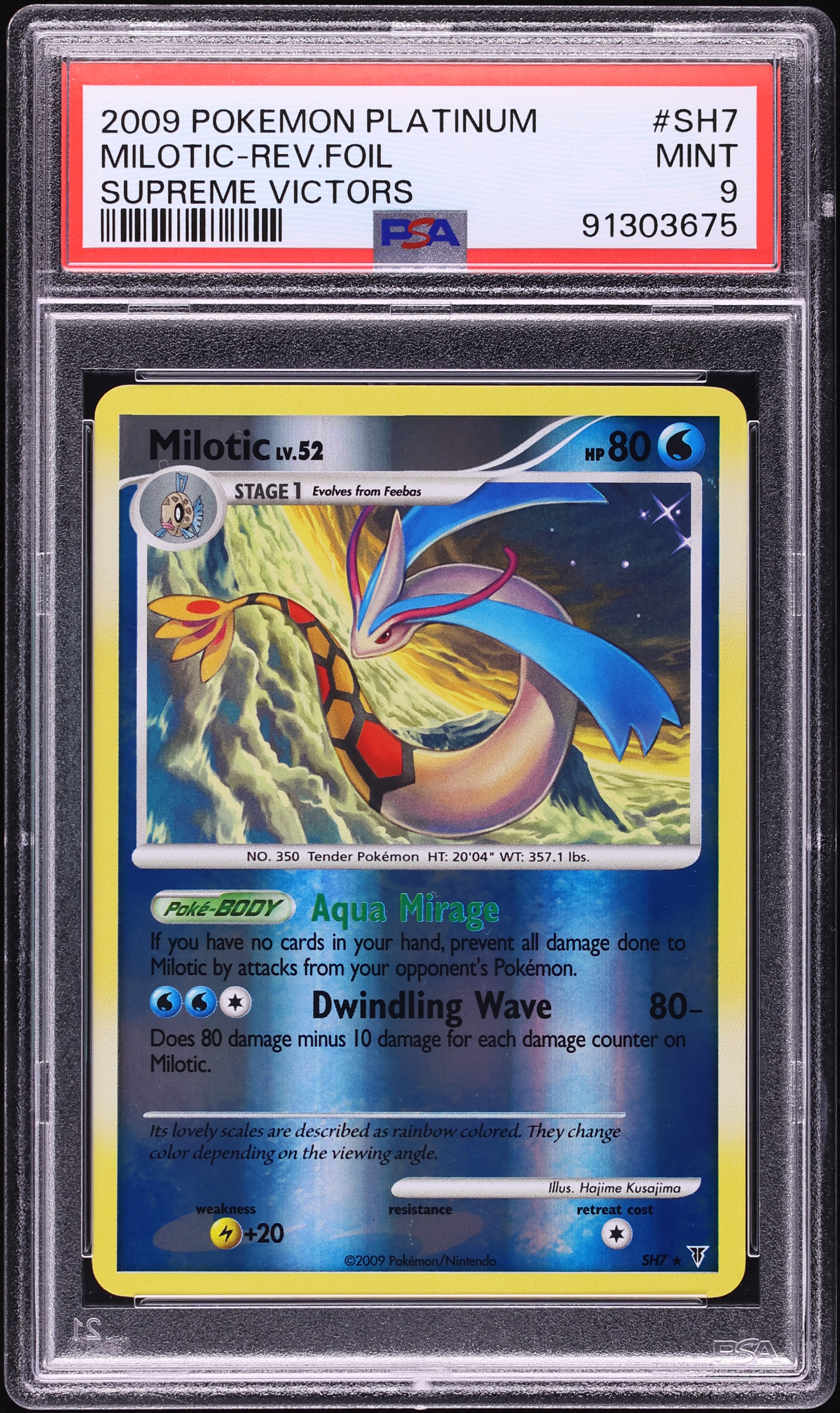 2009 Pokemon Platinum Supreme Victors Reverse Holo Milotic #SH7 PSA 9 MINT