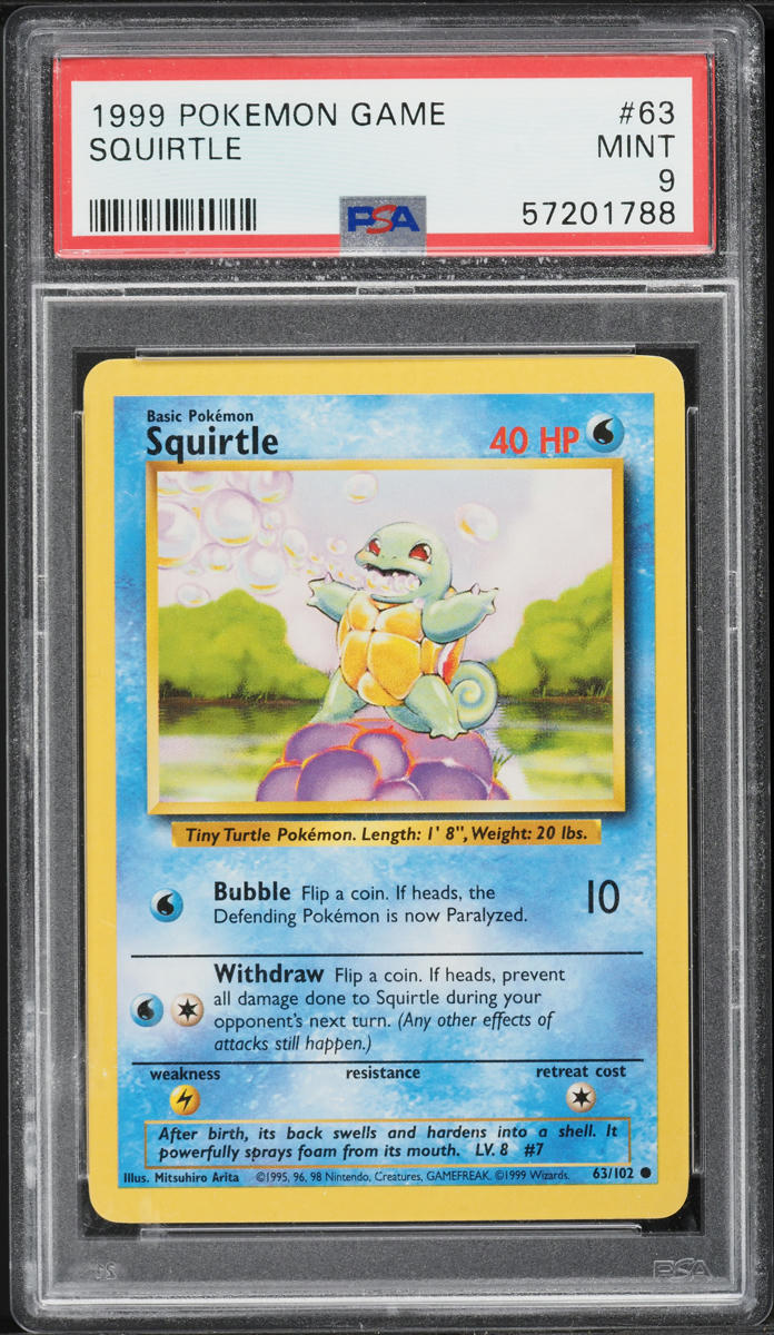 1999 Pokemon Base Set Squirtle #63 PSA 9 MINT