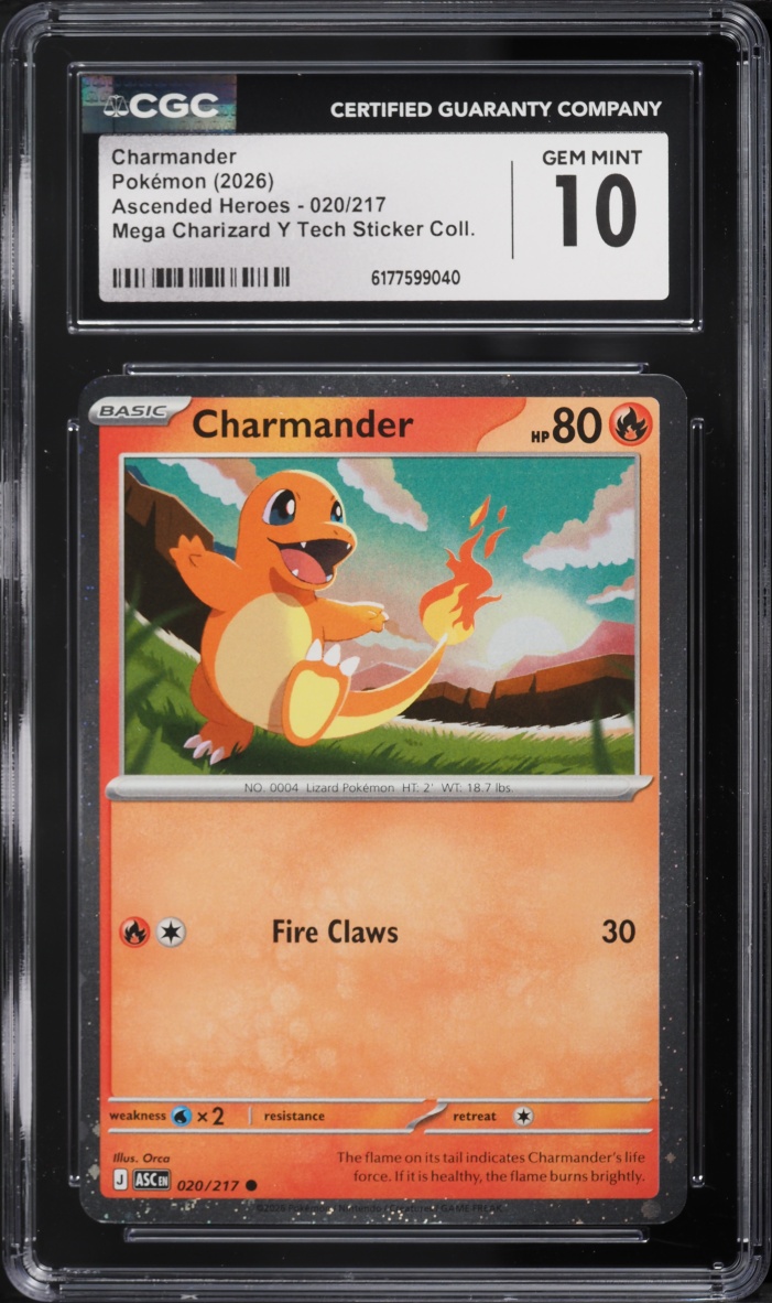 2026 Pokemon Mega Ascended Heroes Mega Charizard Y Tech Sticker Charmander #20 CGC 10 GEM MINT