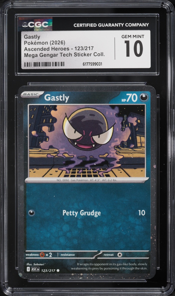 2026 Pokemon Mega Evolution Ascended Heroes Mega Gengar Tech Sticker Gastly #123 CGC 10 GEM