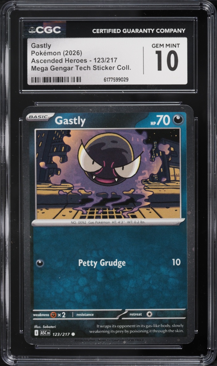 2026 Pokemon Mega Evolution Ascended Heroes Mega Gengar Tech Sticker Gastly #123 CGC 10 GEM