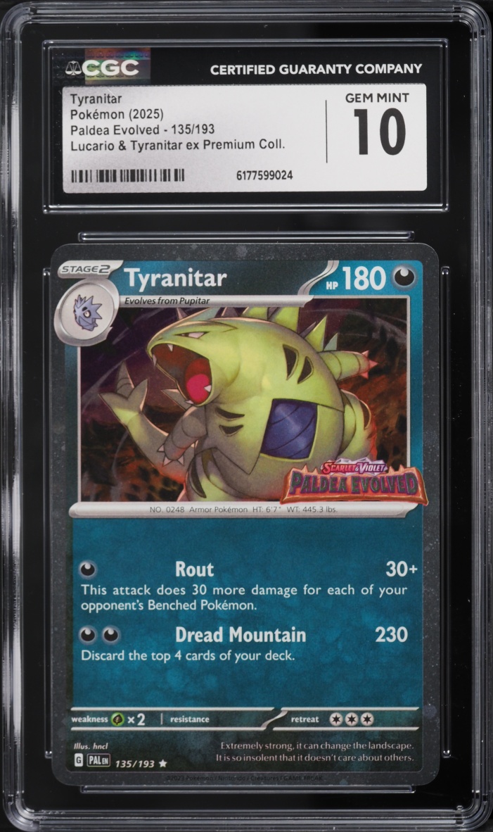 2025 Pokemon Scarlet & Violet Paldea Evolved Premium Collection Tyranitar #135 CGC 10 GEM MINT