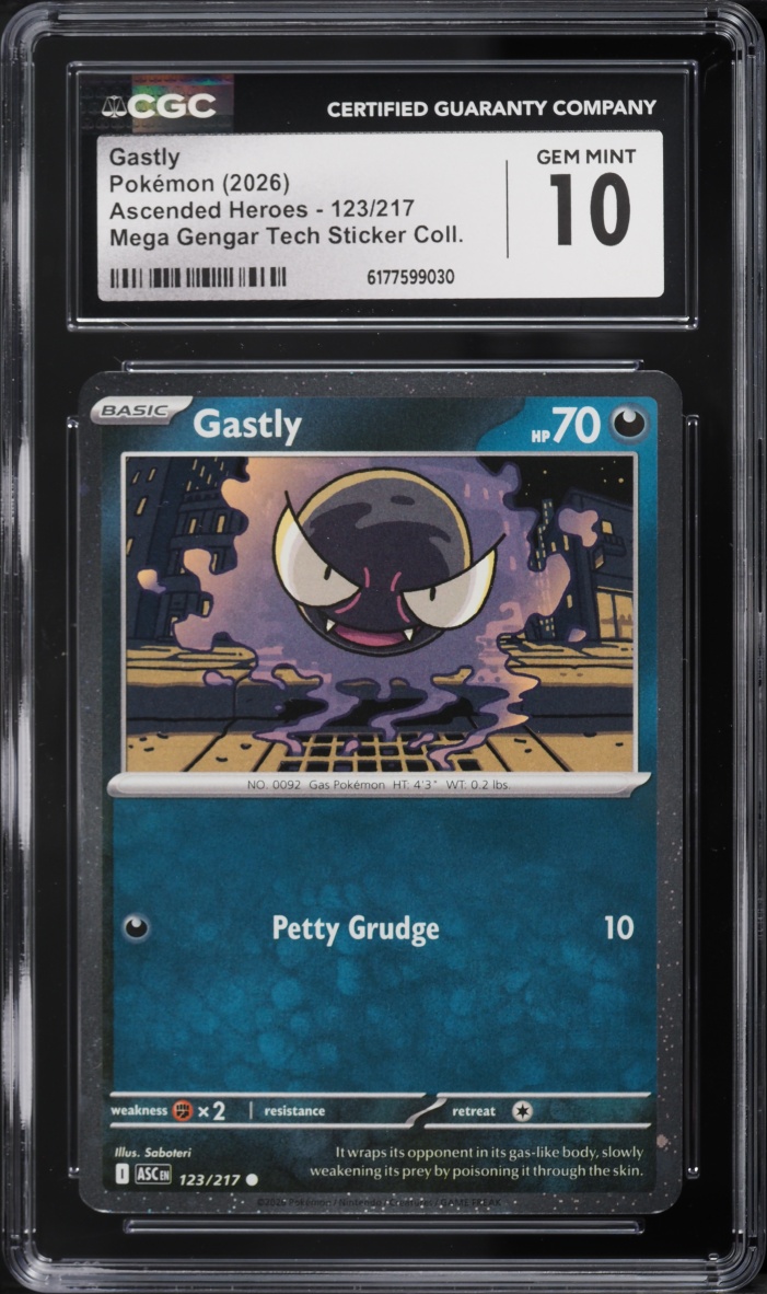 2026 Pokemon Mega Evolution Ascended Heroes Mega Gengar Tech Sticker Gastly #123 CGC 10 GEM
