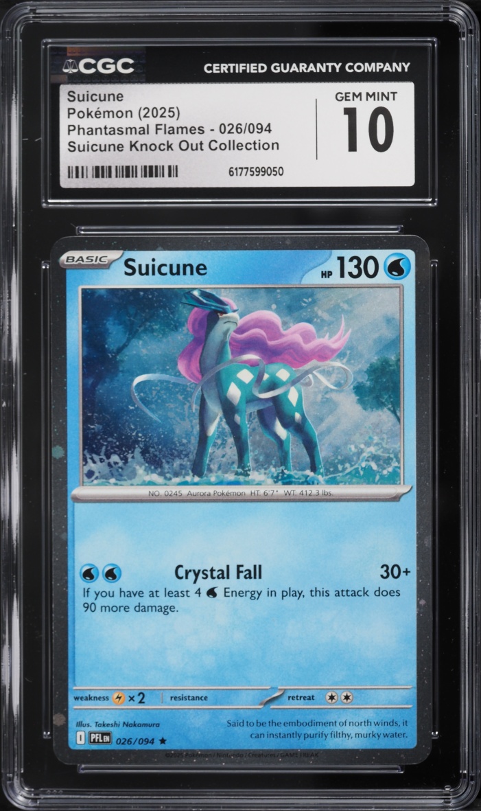 2025 Pokemon Mega Evolution Phantasmal Flames Knock Out Collection Suicune #26 CGC 10 GEM MINT