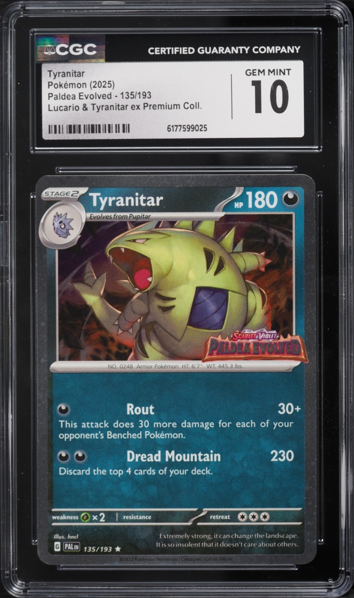 2025 Pokemon Scarlet & Violet Paldea Evolved Premium Collection Tyranitar #135 CGC 10 GEM MINT