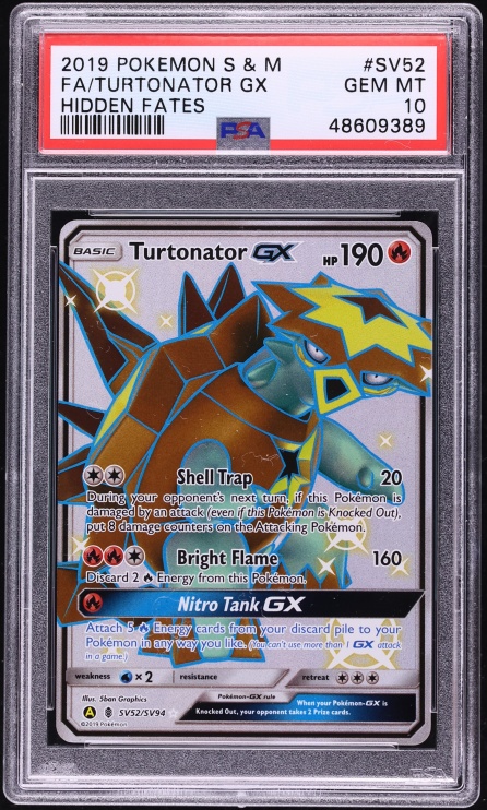2019 Pokemon Sun & Moon Hidden Fates Full Art Turtonator GX #SV52 PSA 10 GEM MINT
