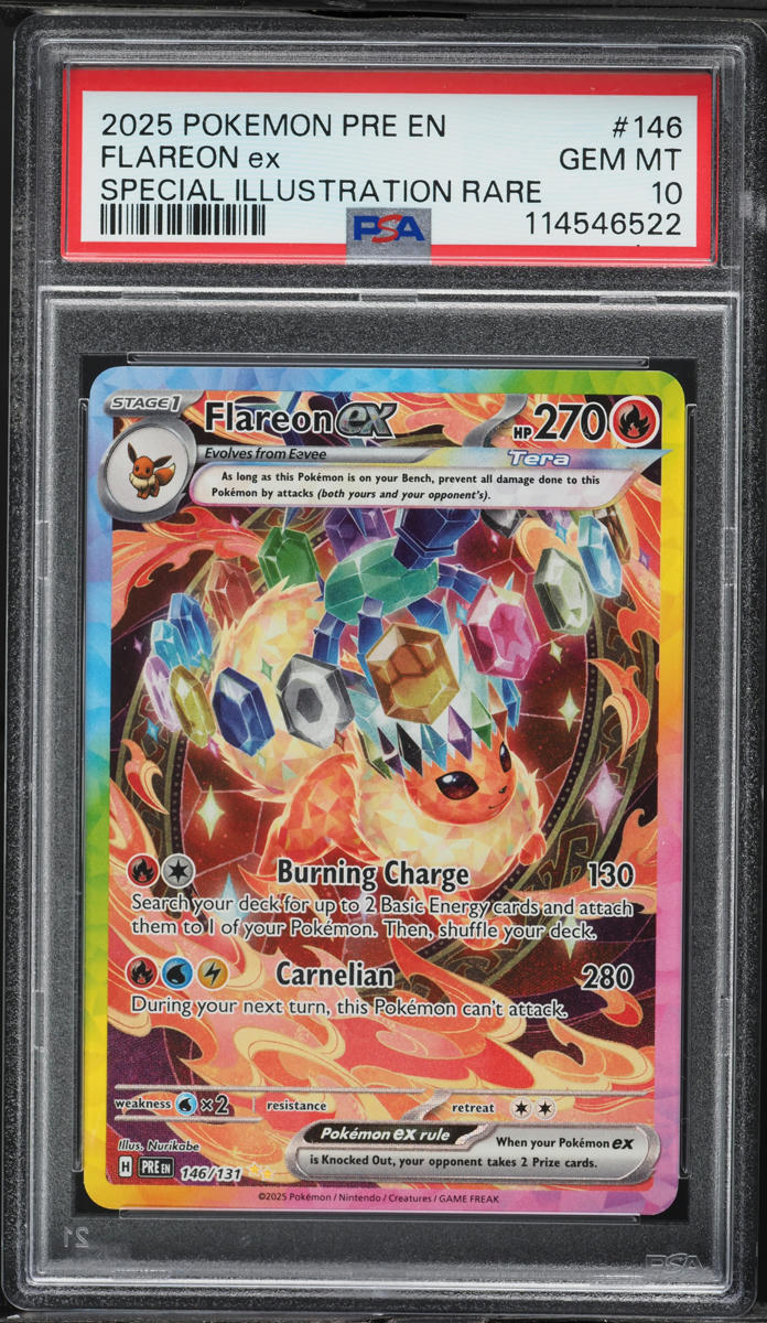 2025 Pokemon SV Prismatic Evolutions SIR Flareon ex #146 PSA 10 GEM MINT