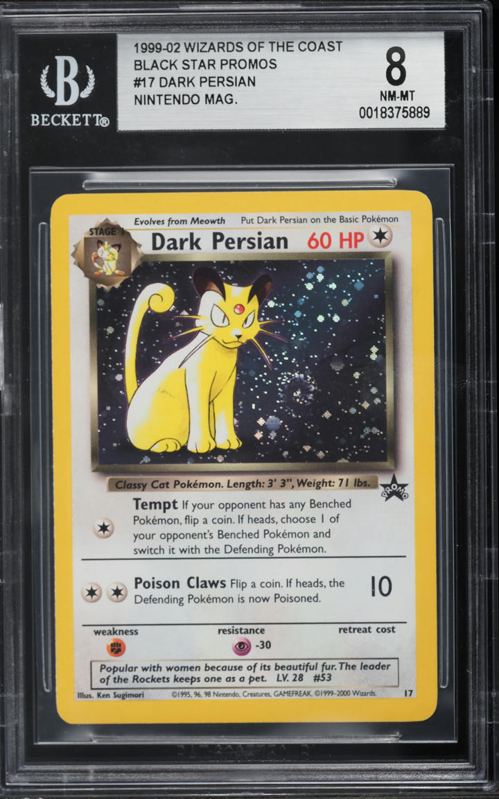 2000 Pokemon Promo Nintendo Power Magazine Holo Dark Persian #17 BGS 8 NM-MT