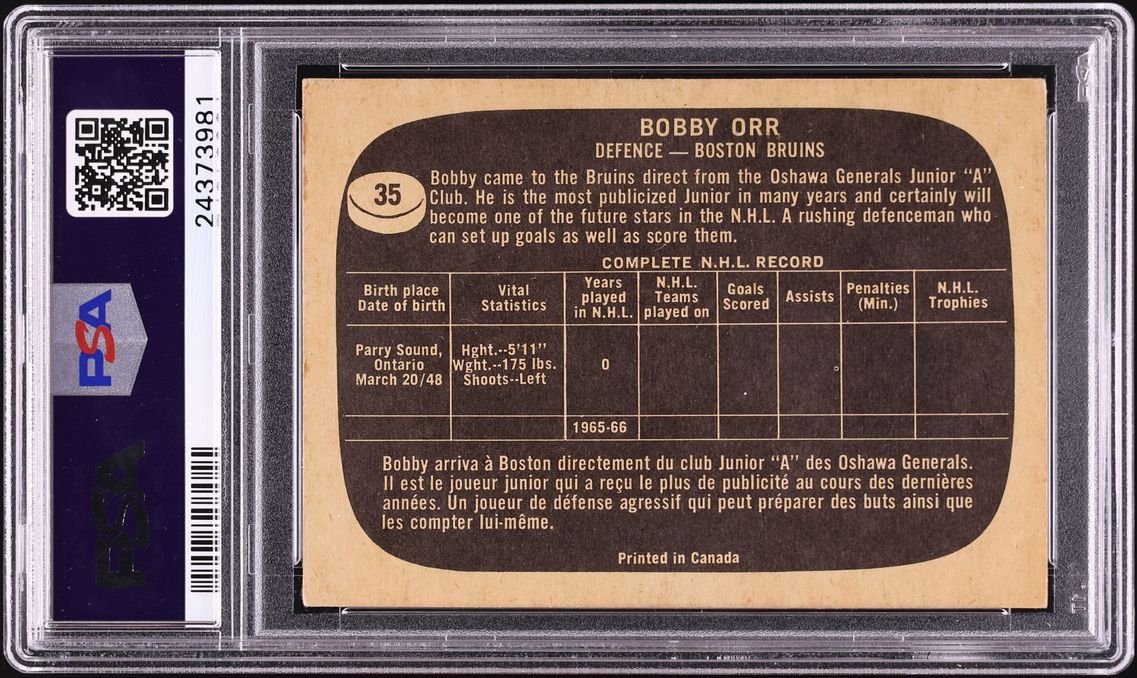 1966 Topps Hockey Bobby Orr ROOKIE #35 PSA 4 VGEX