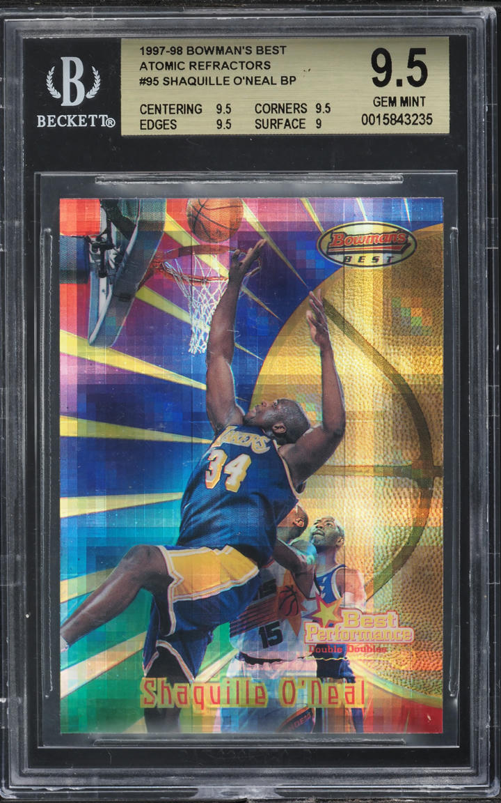 1997 Bowman's Best Atomic Refractor Shaquille O'Neal #95 BGS 9.5 GEM MINT