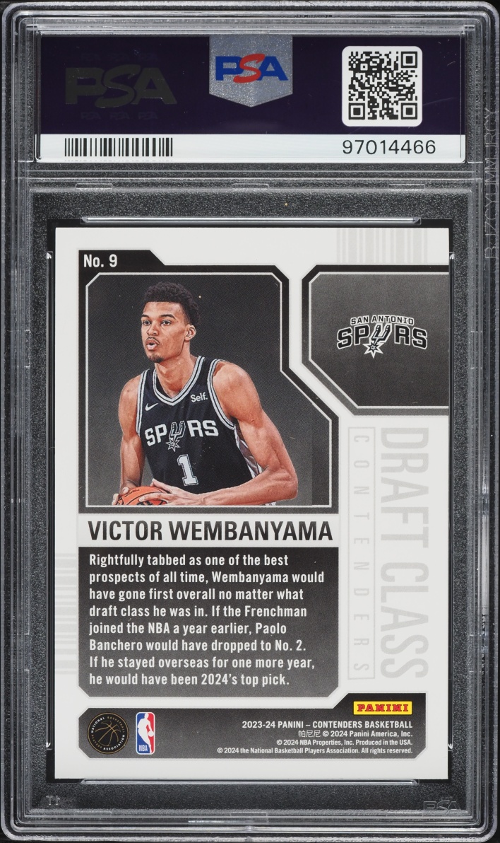 2023 Panini Contenders Draft Class Victor Wembanyama ROOKIE #9 PSA 10 GEM MINT