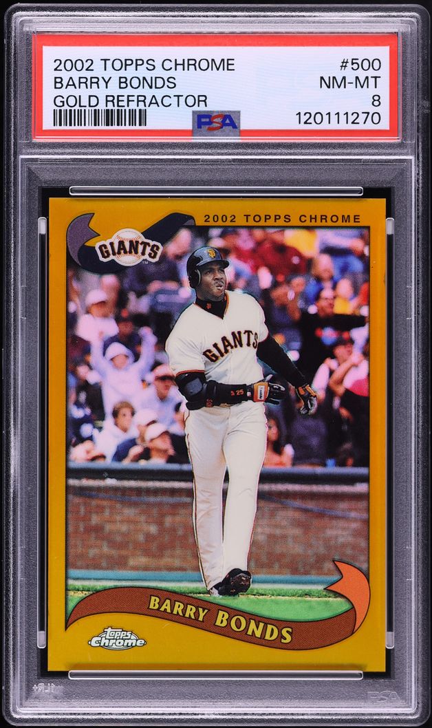 2002 Topps Chrome Gold Refractor Barry Bonds #500 PSA 8 NM-MT