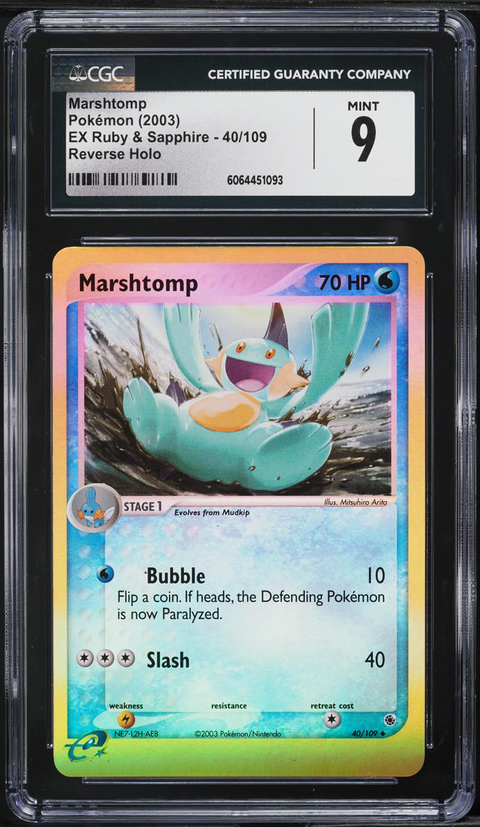 2003 Pokemon EX Ruby & Sapphire Reverse Holo Marshtomp #40 CGC 9 MINT
