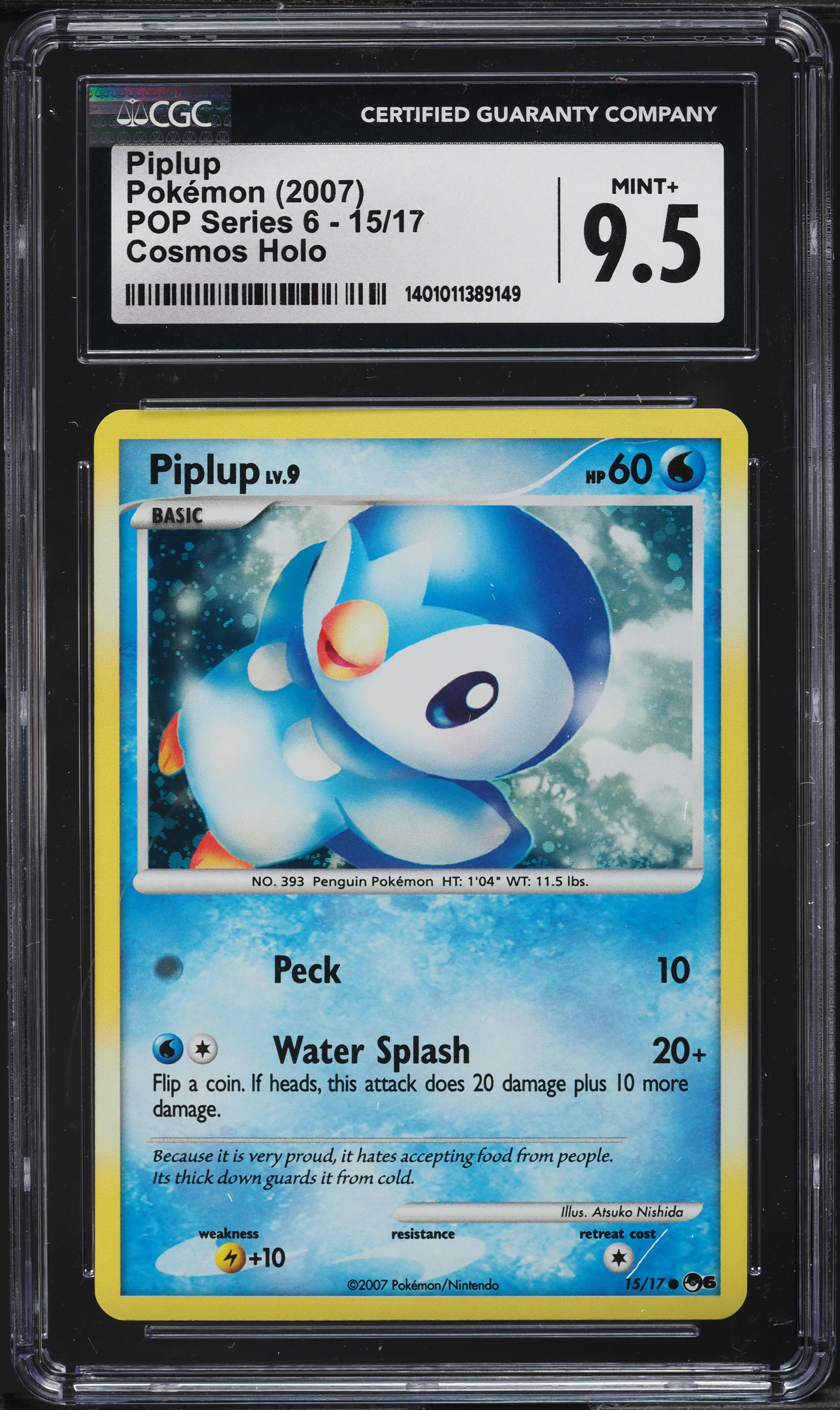 2007 Pokemon POP Series 6 Holo Piplup #15 CGC 9.5 MINT+