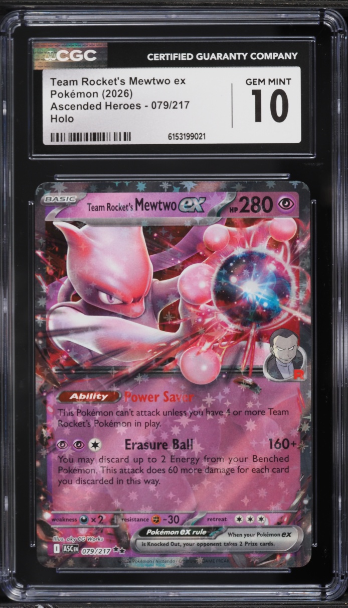 2026 Pokemon Mega Ascended Heroes Holo Team Rocket's Mewtwo ex #79 CGC 10 GEM MINT