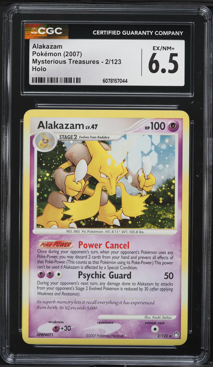 2007 Pokemon DP Mysterious Treasures Holo Alakazam #2 CGC 6.5 EXMT+