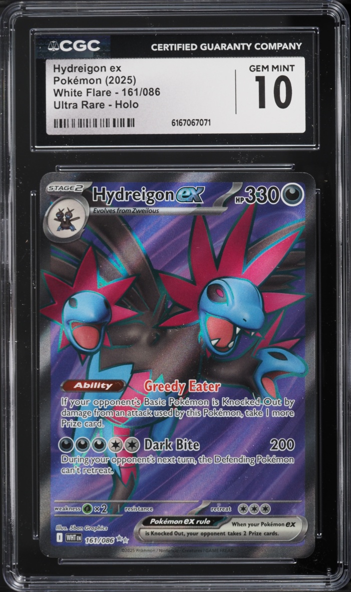 2025 Pokemon Scarlet & Violet White Flare Full Art Hydreigon Ex #161 CGC 10 GEM MINT