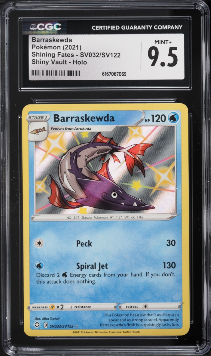 2021 Pokemon Sword & Shield Shining Fates Shiny Vault Holo Barraskewda #SV032 CGC 9.5 MINT+