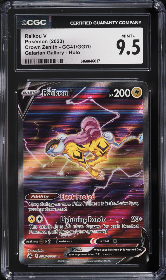 2023 Pokemon Sword & Shield Crown Zenith Full Art Raikou V #GG41 CGC 9.5 MINT+
