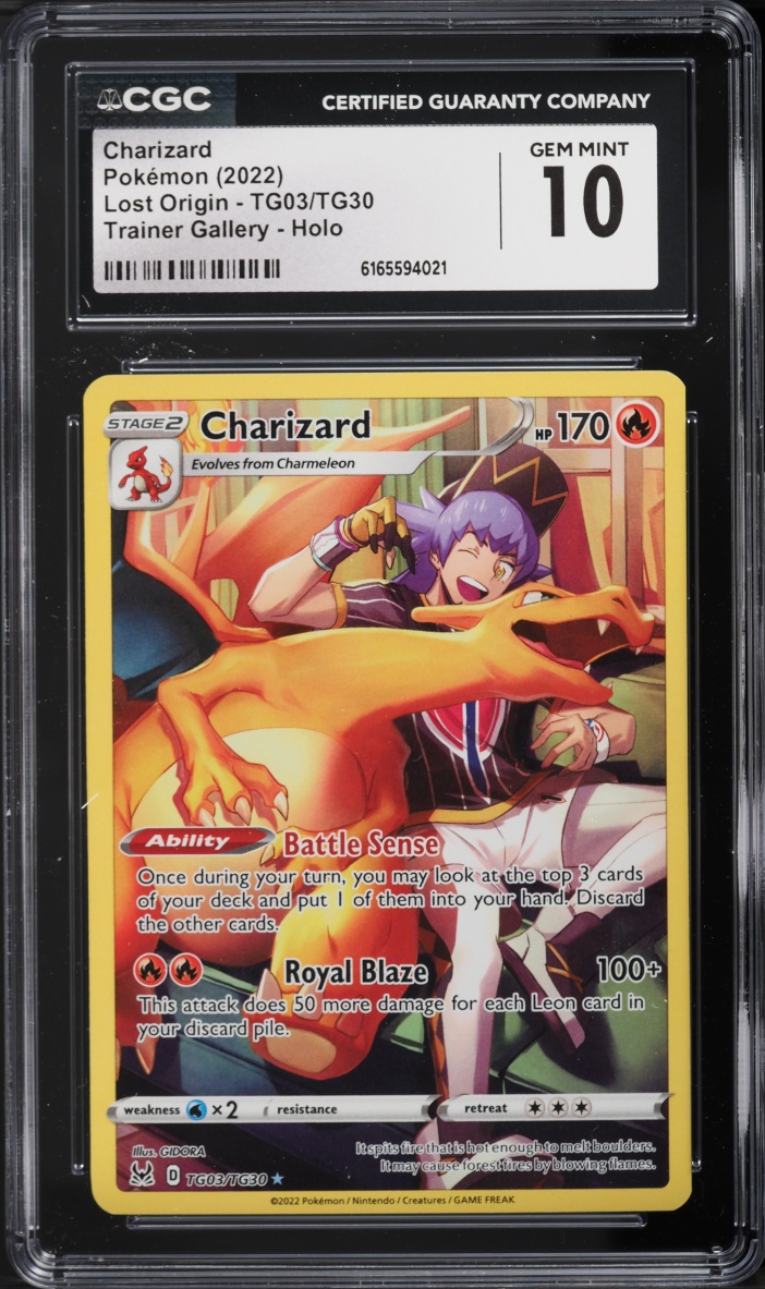 2022 Pokemon Sword & Shield Lost Origin Full Art Charizard #TG03 CGC 10 GEM MINT