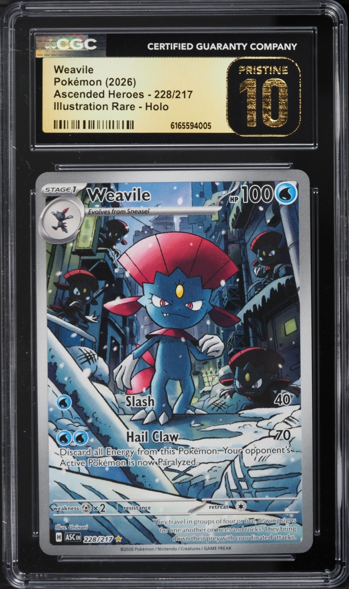 2026 Pokemon Mega Evolution Ascended Heroes IR Weavile #228 CGC 10 PRISTINE