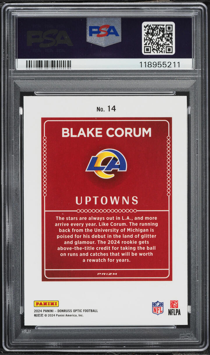 2024 Donruss Optic Uptowns Blake Corum ROOKIE #14 PSA 8 NM-MT