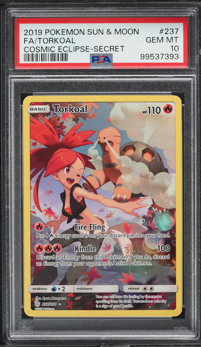 2019 Pokemon Sun & Moon Cosmic Eclipse Full Art Torkoal #237 PSA 10 GEM MINT