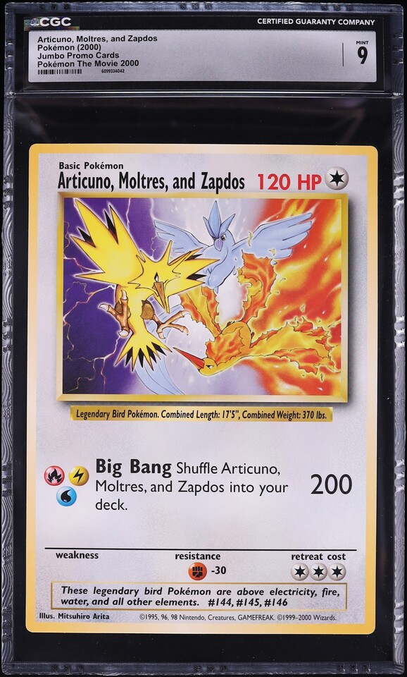 2000 Pokemon Promo The Movie Jumbo Articuno Moltres & Zapdos CGC 9 MINT