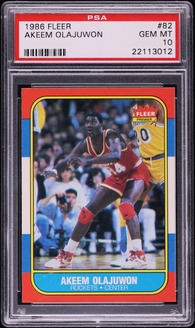 1986 Fleer Basketball Hakeem Olajuwon ROOKIE #82 PSA 10 GEM MINT