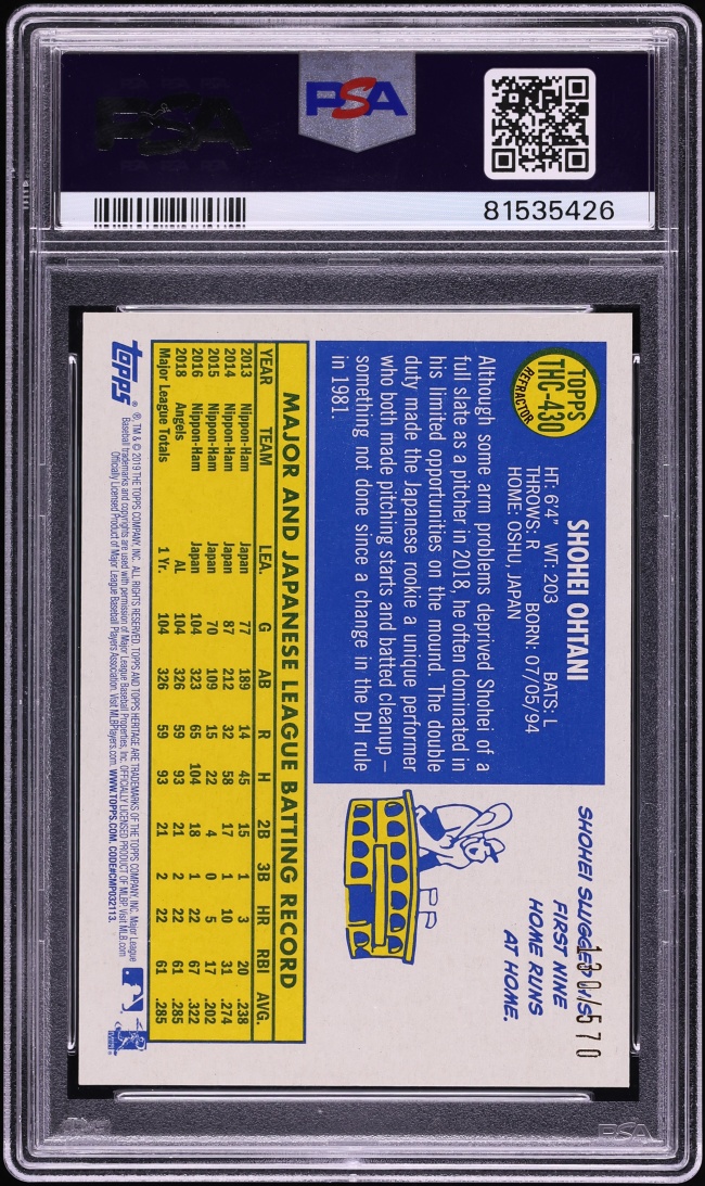 2019 Topps Chrome Heritage Refractor Shohei Ohtani /570 #THC-430 PSA 9 MINT