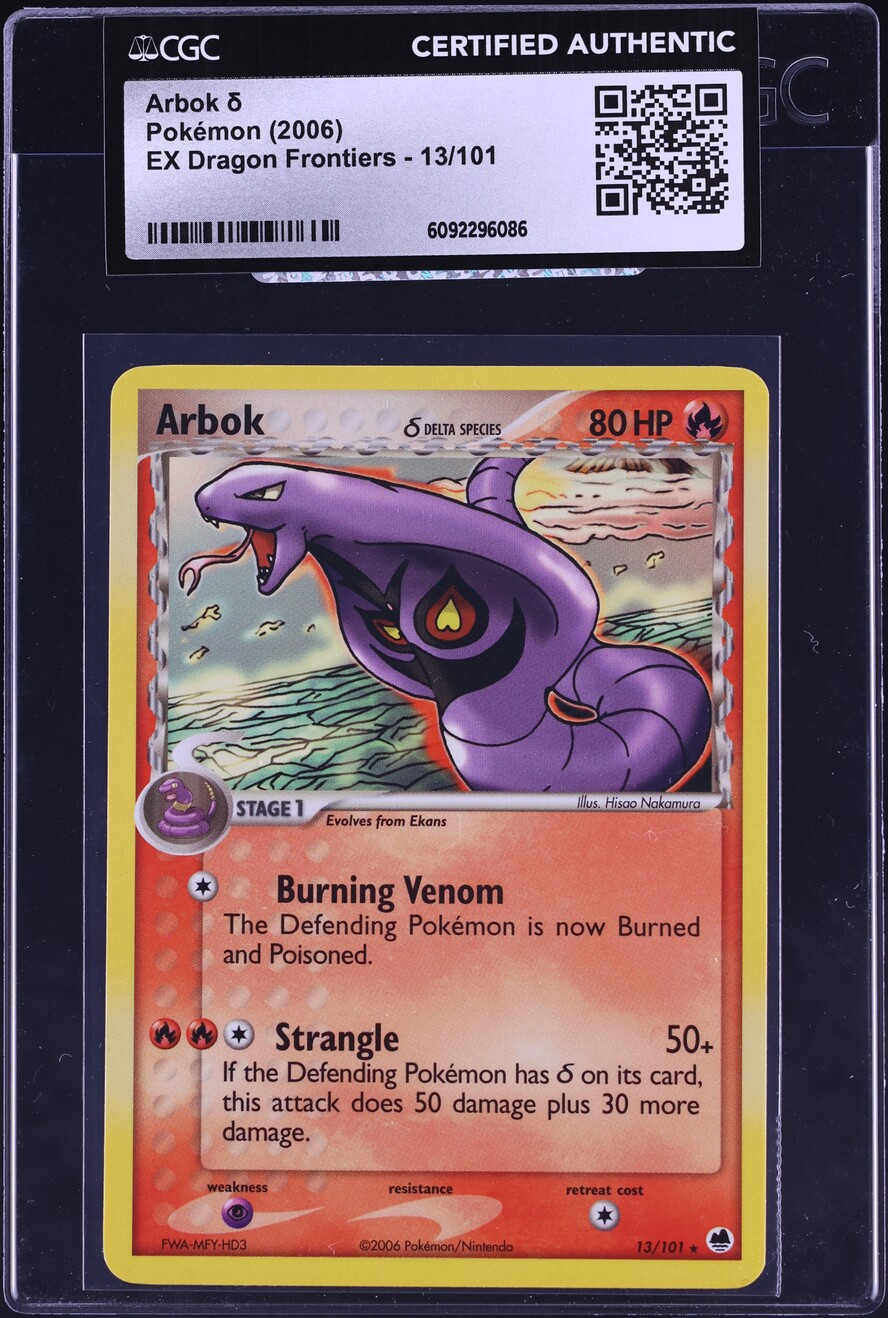 2006 Pokemon EX Dragon Frontiers Reverse Holo Arbok #13 CGC AUTH