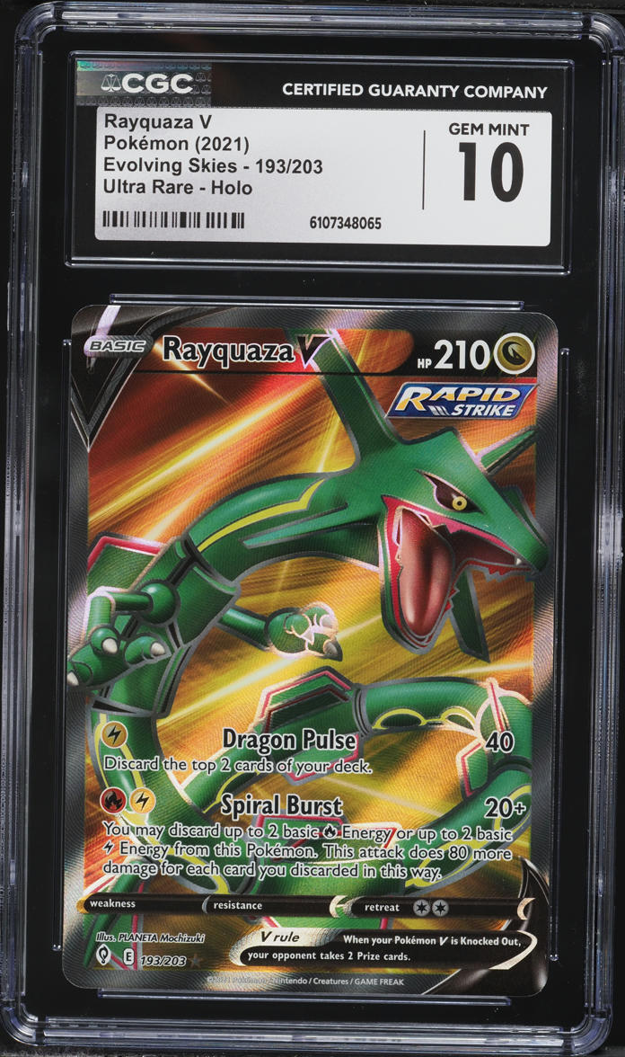 2021 Pokemon Sword & Shield Evolving Skies Full Art Rayquaza V #193 CGC 10 GEM MINT
