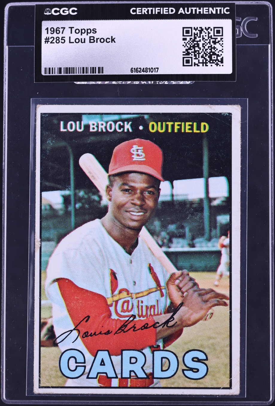 1967 Topps Lou Brock #285 CGC AUTH