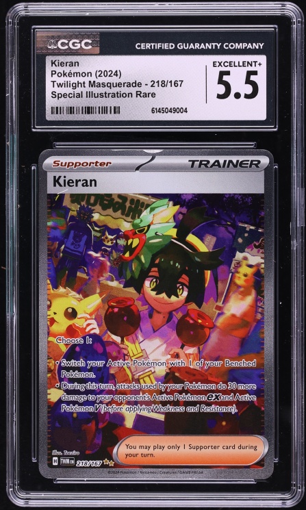 2024 Pokemon Scarlet & Violet Twilight Masquerade SIR Kieran #218 CGC 5.5 EX+