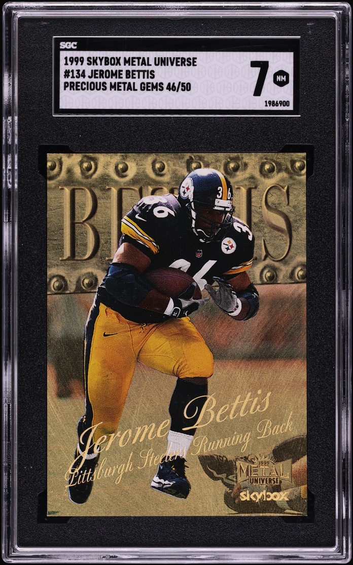 1999 Skybox Metal Universe Precious Metal Gems Jerome Bettis /50 #134 SGC 7 NRMT